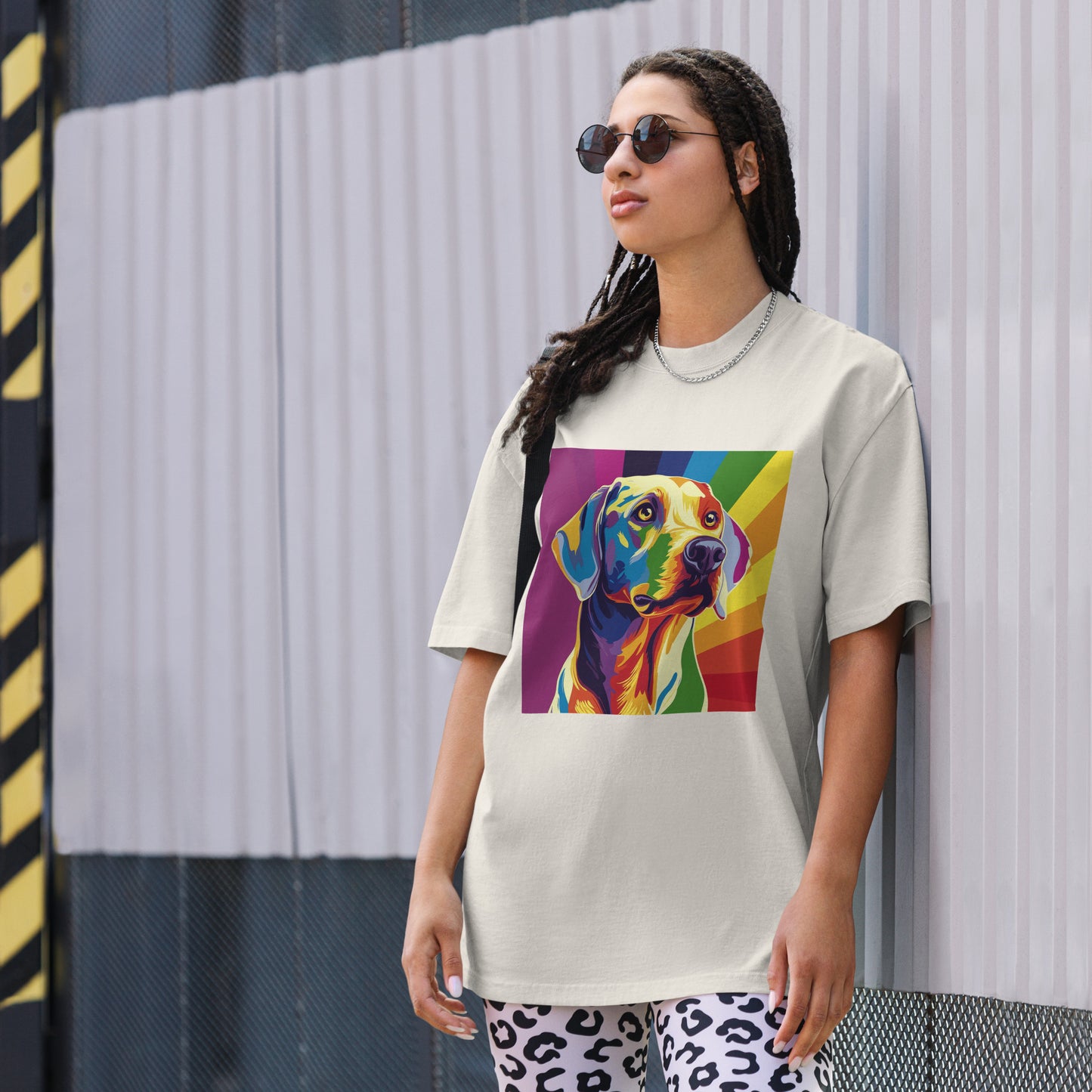 Labrador Rainbow Print LGBTIA+ | Oversized faded t-shirt