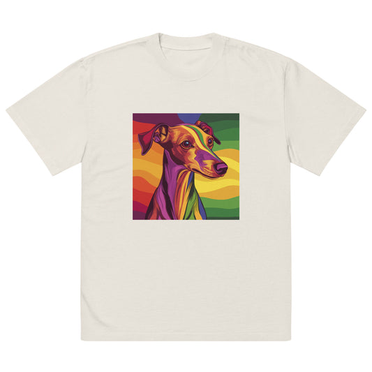 Whippet Rainbow Print LGBTIA+ | Oversized faded t-shirt