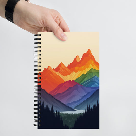 rainbow mountains notepad for writers, gifts for gay writers and artists, mountain scene notepad for colorado lesbians