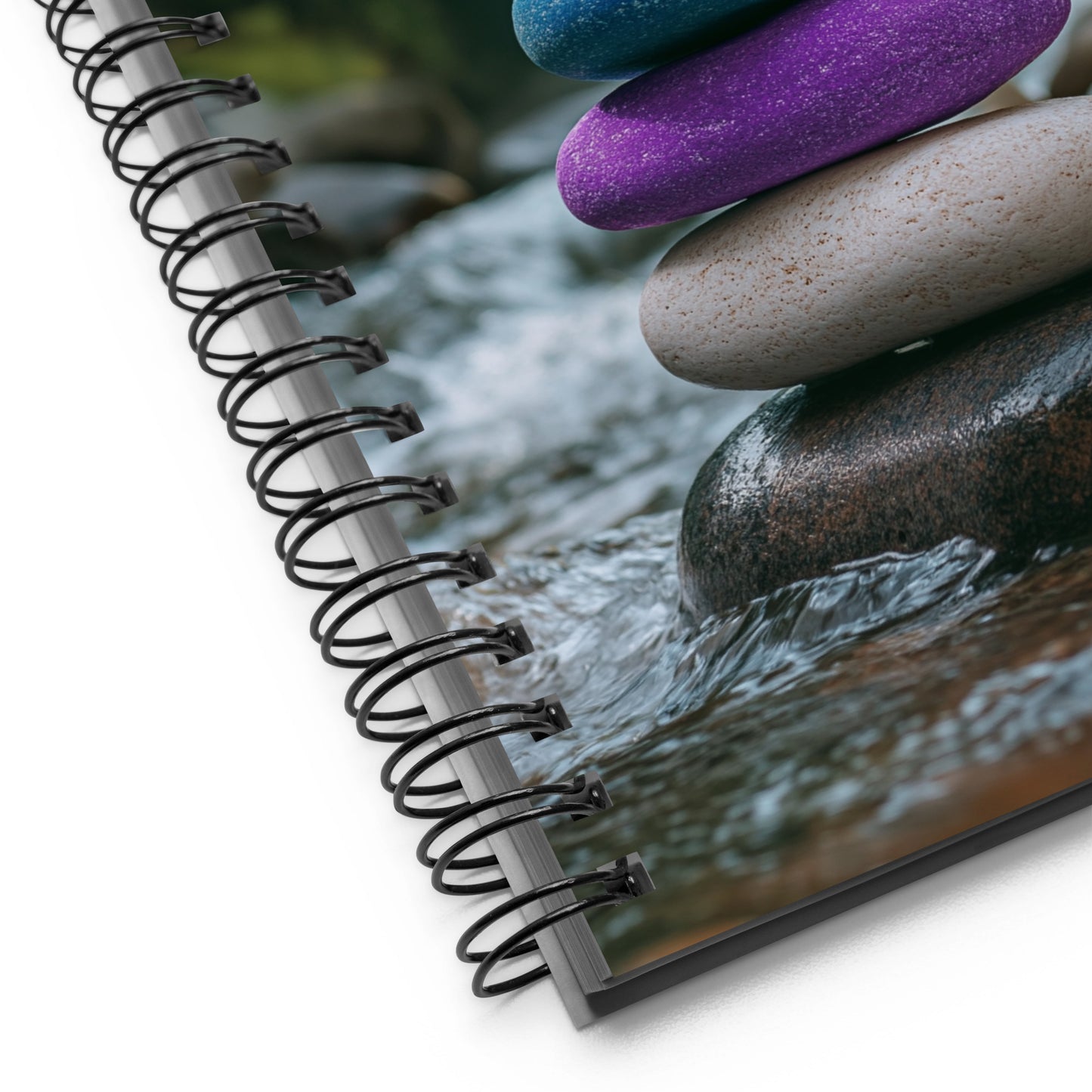 stacked stone river rock cover notebook for artists and writers, gay pride river rock notebook for writers and artists