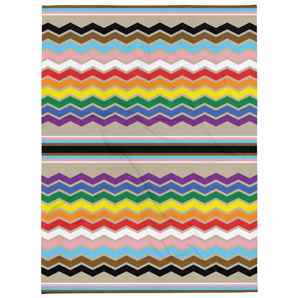 Zig Zag Progress Pride Flag - LGBTQIA+ Throw Blanket