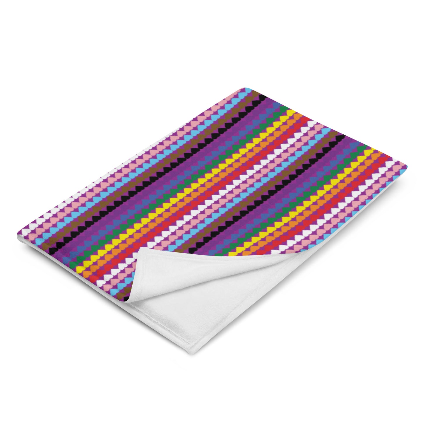 Rainbow Hearts Progress Gay Pride Flag - LGBTQIA+ Throw Blanket