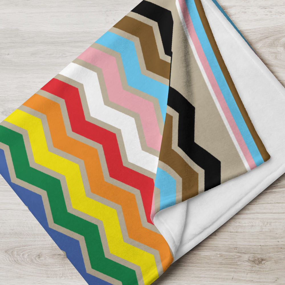 Zig Zag Progress Pride Flag - LGBTQIA+ Throw Blanket