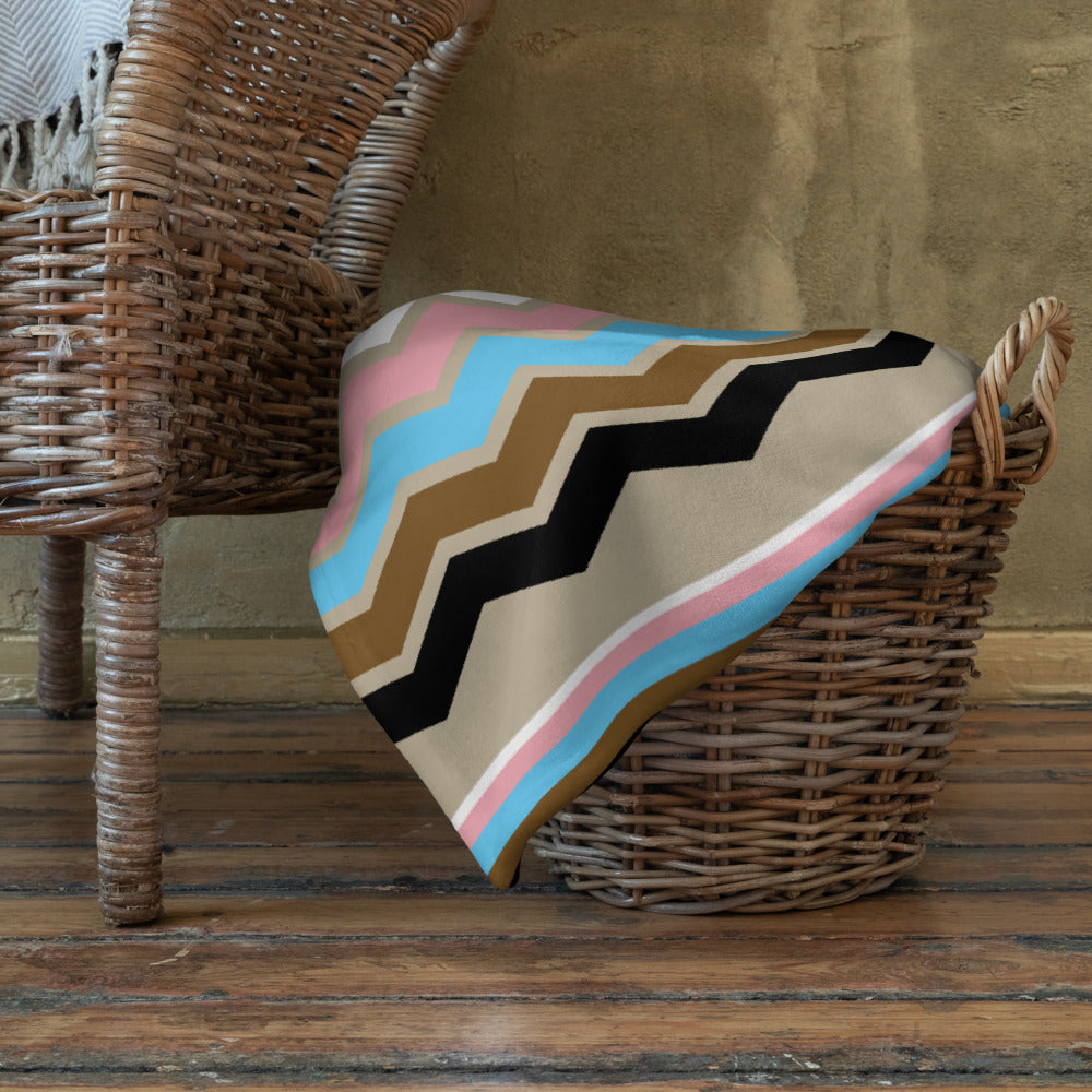 Zig Zag Progress Pride Flag - LGBTQIA+ Throw Blanket