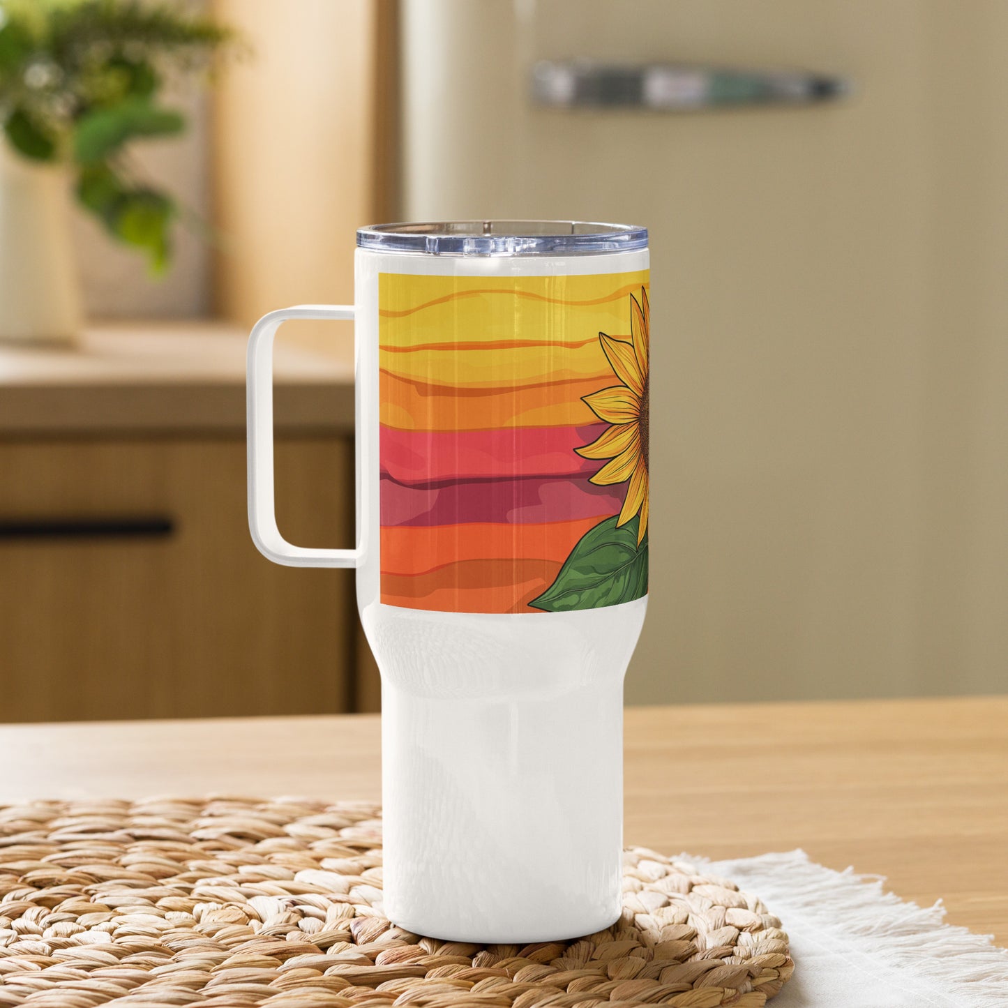 Sunflower Gay Pride Flag Artwork LGBTQIA+ | Travel Mug with a Handle