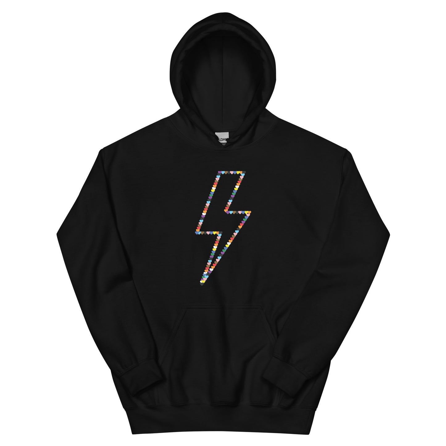 Lightning Bolt Rainbow Hearts Hoodie | LGBTQ+ Queer Unisex Hoodie