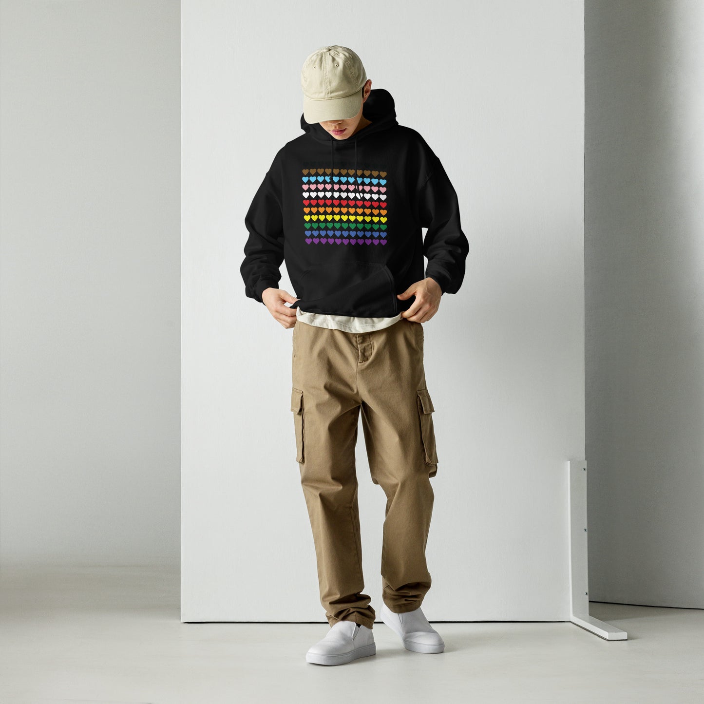 Gay Pride Rainbow Hearts Print Hoodie