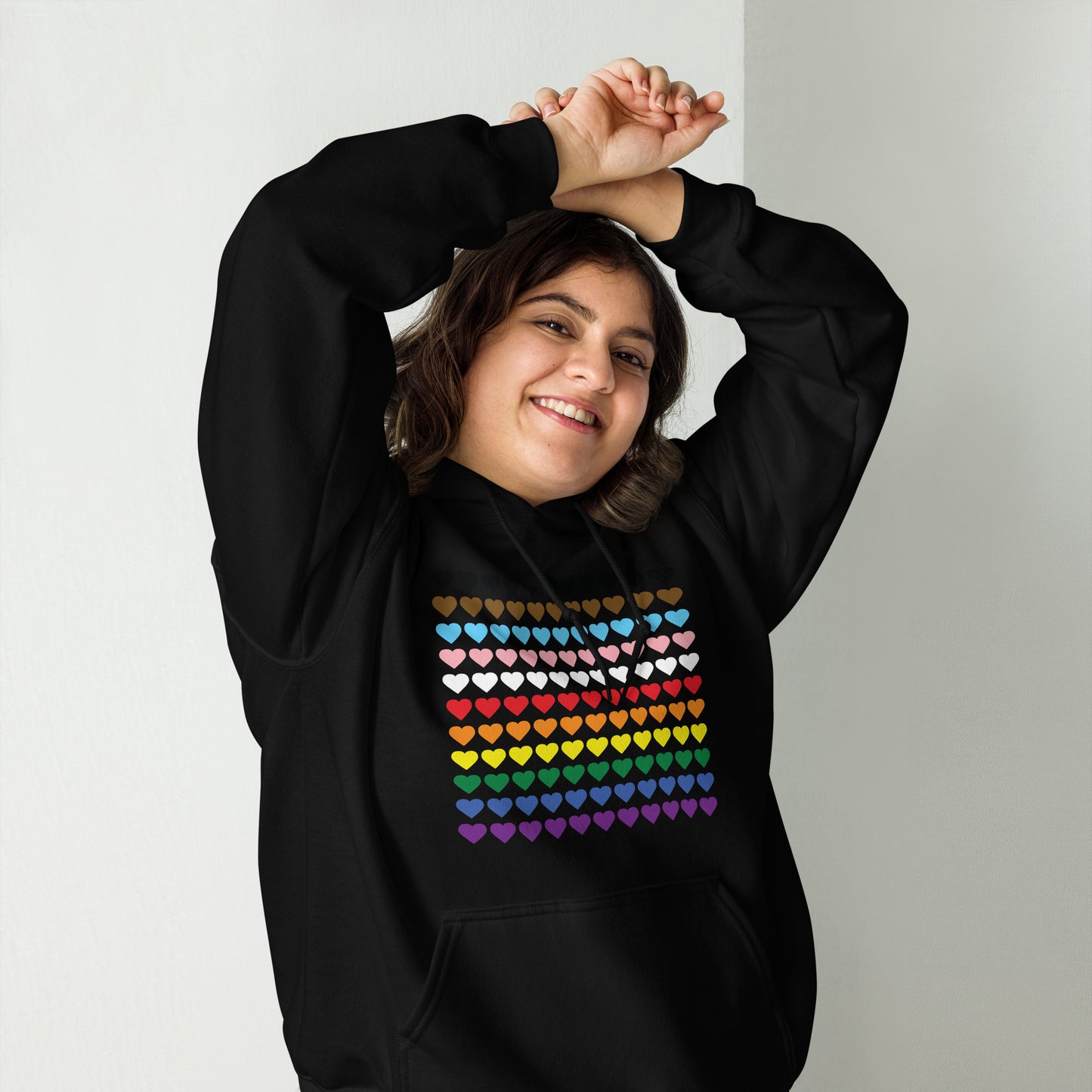 Gay Pride Rainbow Hearts Print Hoodie