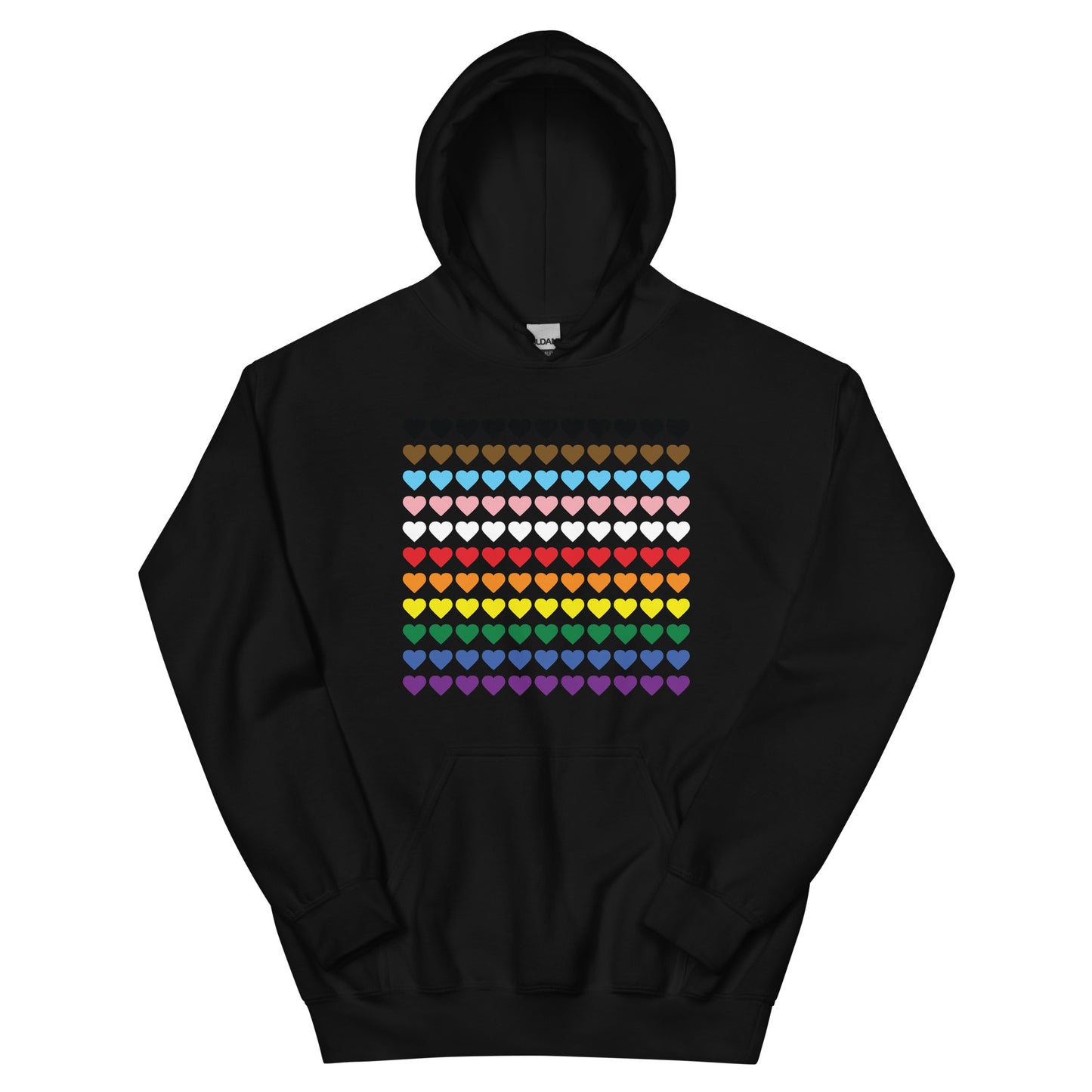 Gay Pride Rainbow Hearts Print Hoodie