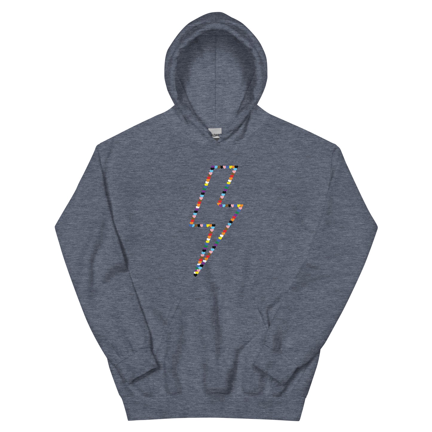 Lightning Bolt Rainbow Hearts Hoodie | LGBTQ+ Queer Unisex Hoodie