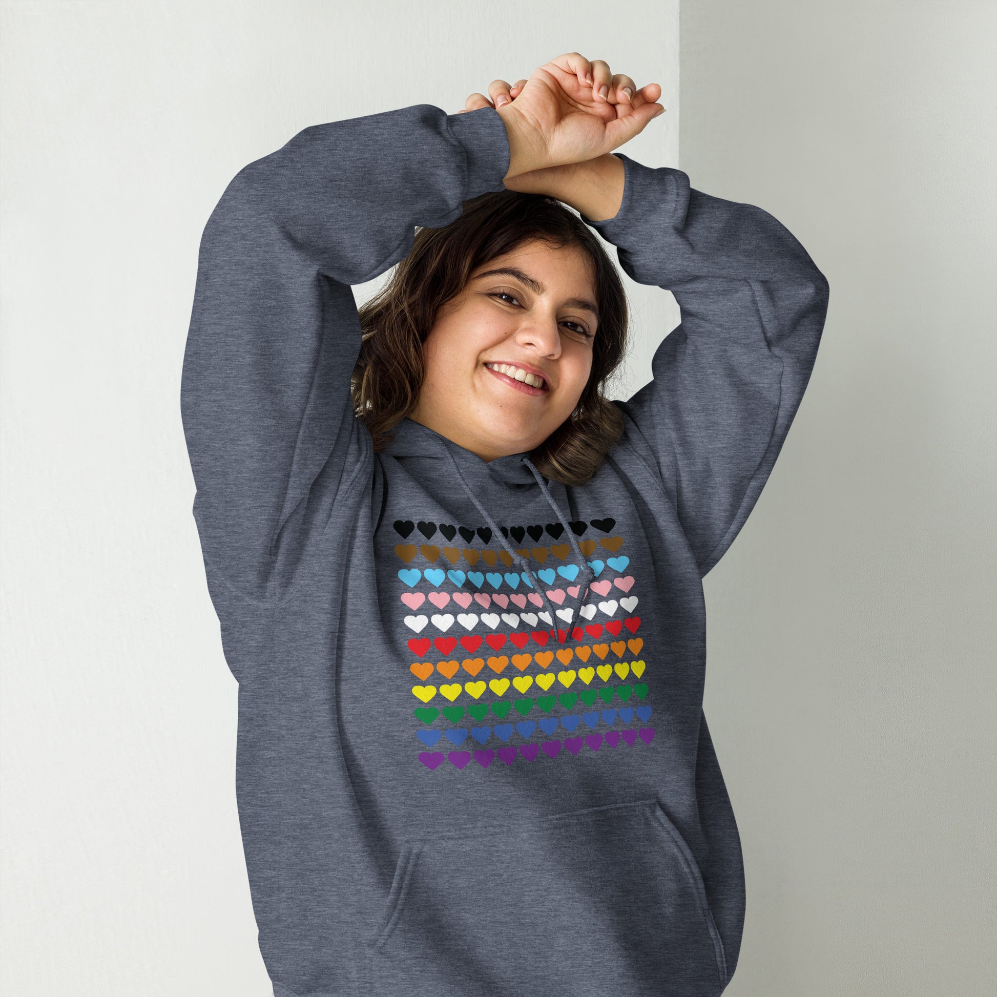 Gay Pride Rainbow Hearts Print Hoodie