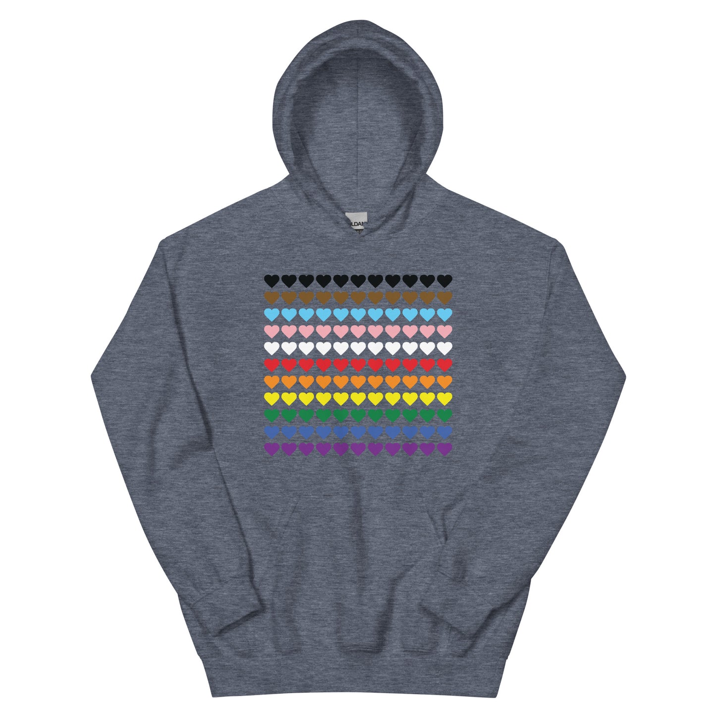 Gay Pride Rainbow Hearts Print Hoodie