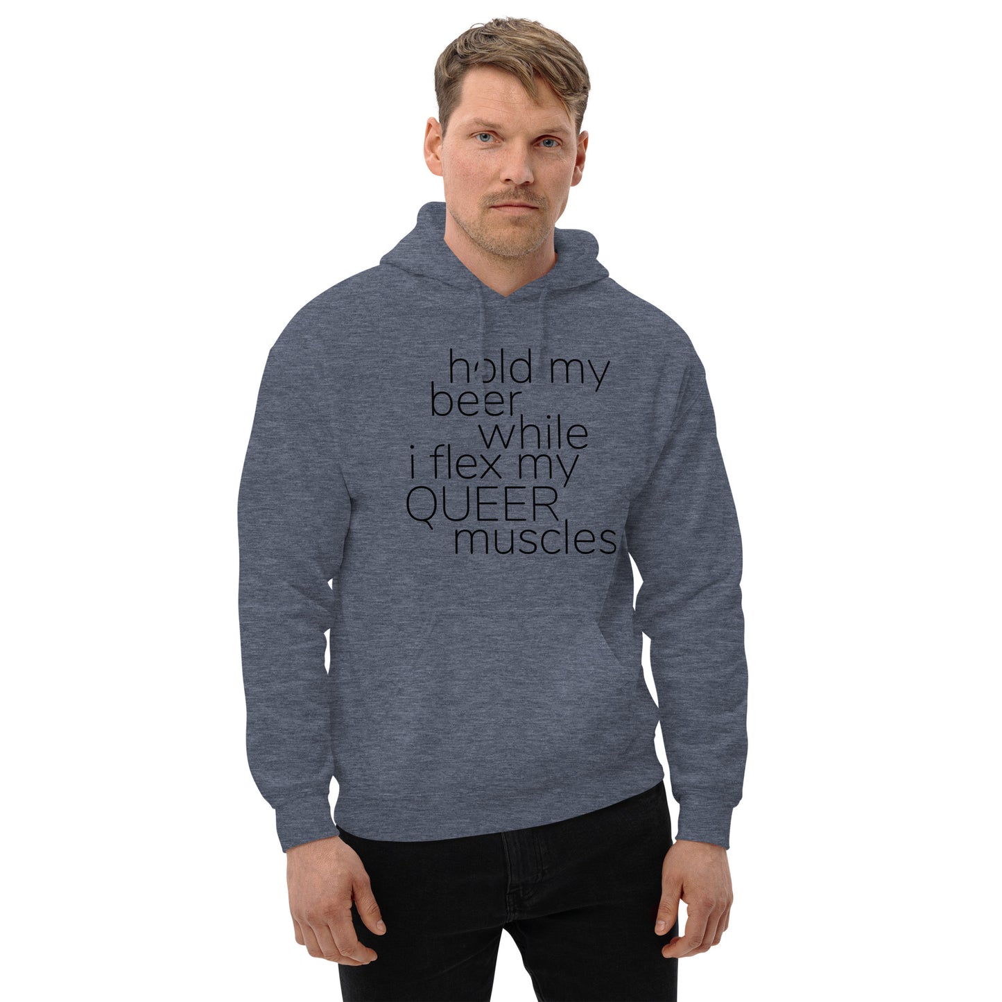 Hold My Beer While I Flex My Queer Muscles Graphic Hoodie | LGBTQIA+ Queer  Unisex Hoodie