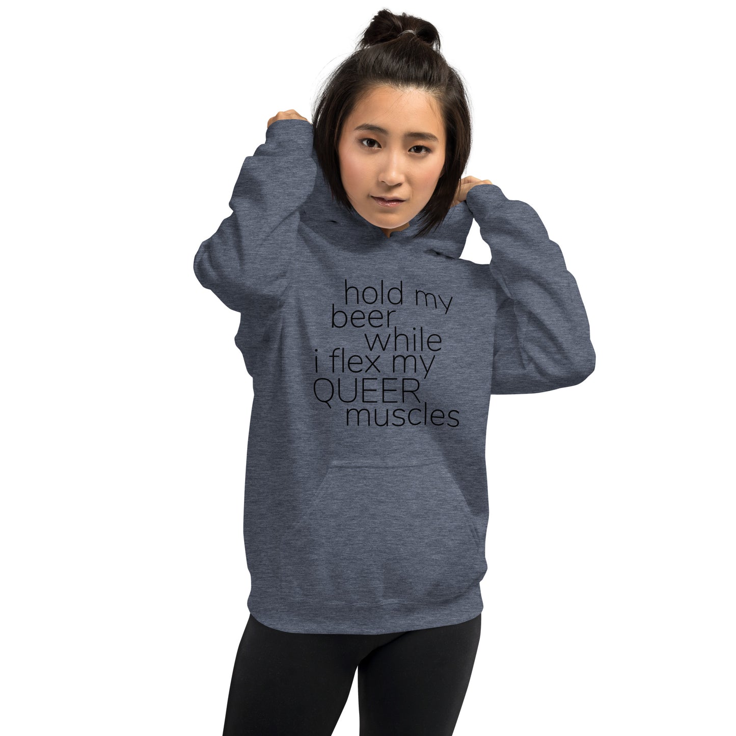 Hold My Beer While I Flex My Queer Muscles Graphic Hoodie | LGBTQIA+ Queer  Unisex Hoodie