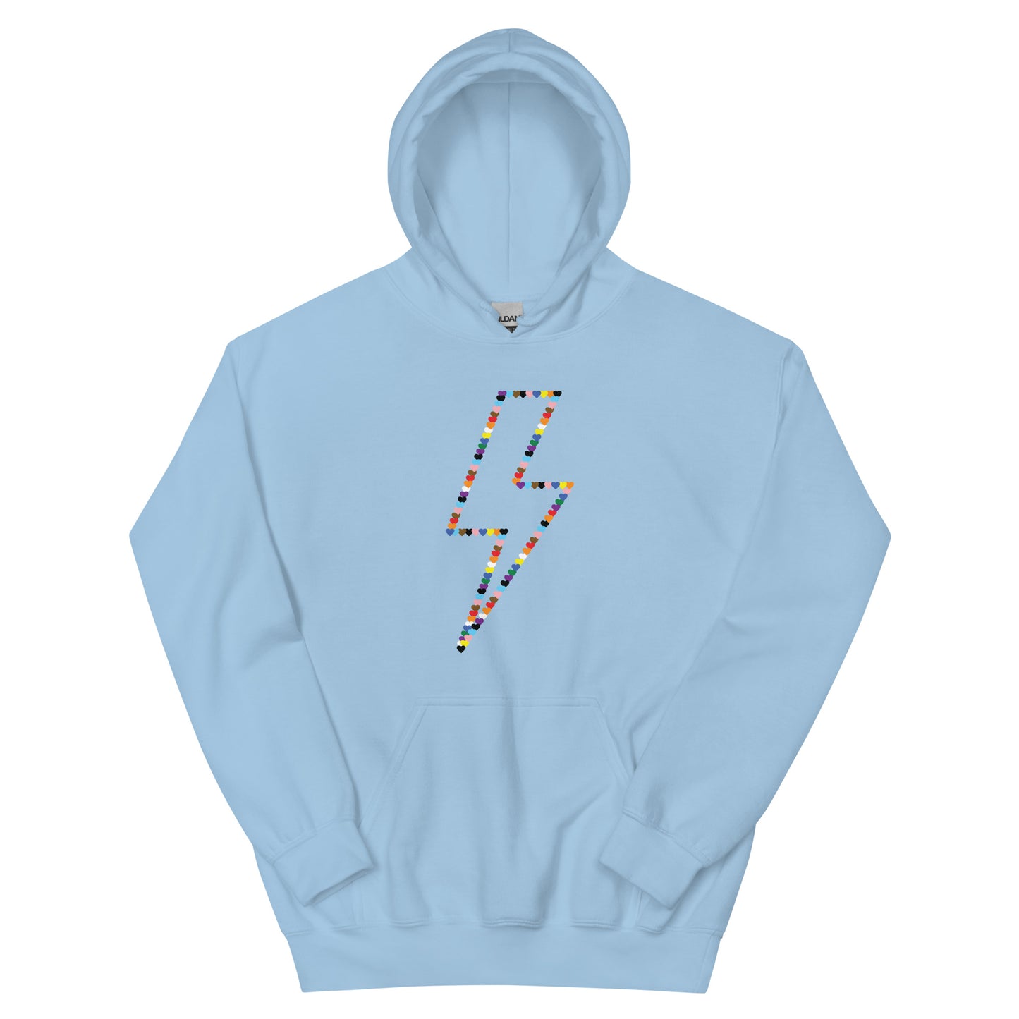 Lightning Bolt Rainbow Hearts Hoodie | LGBTQ+ Queer Unisex Hoodie