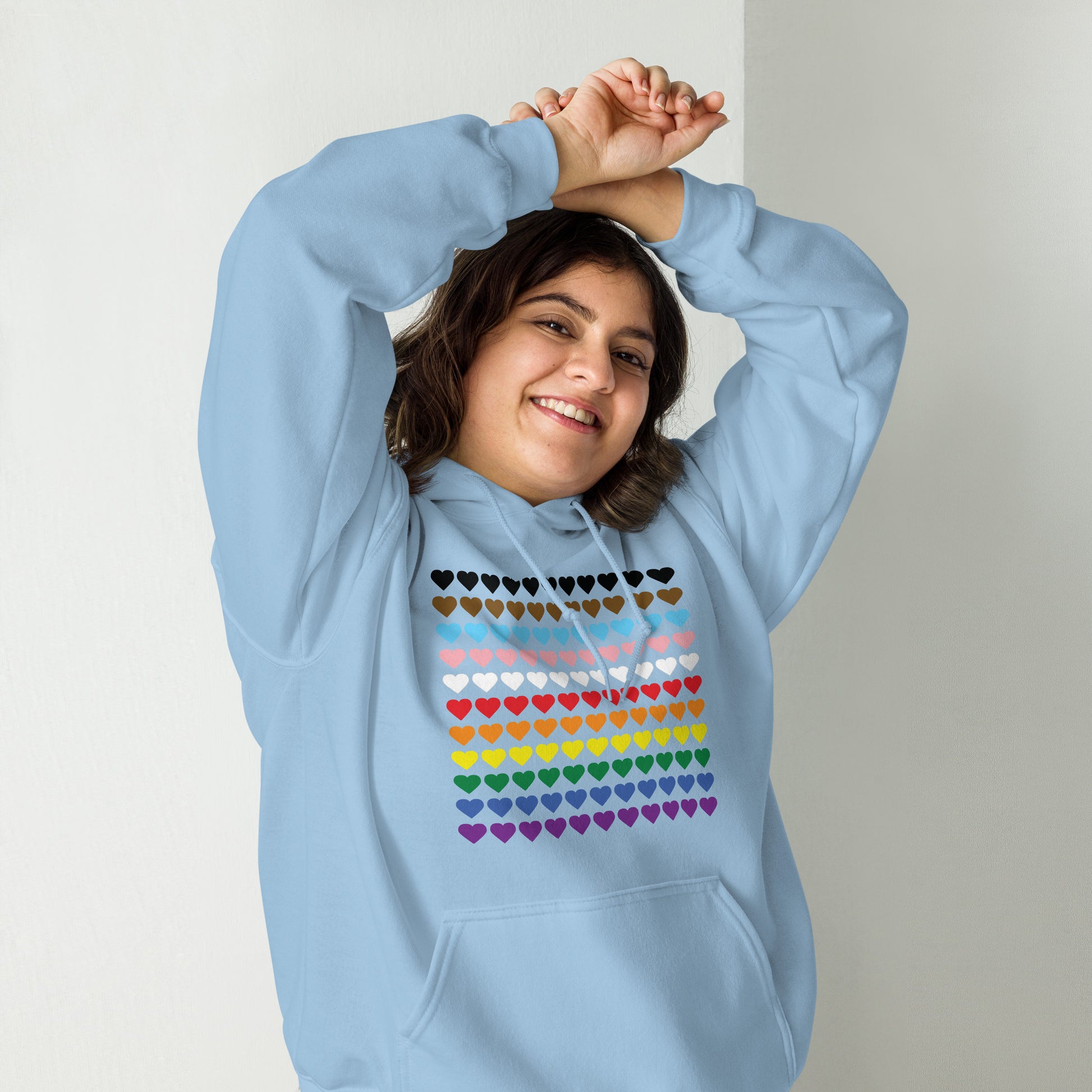 Gay Pride Rainbow Hearts Print Hoodie