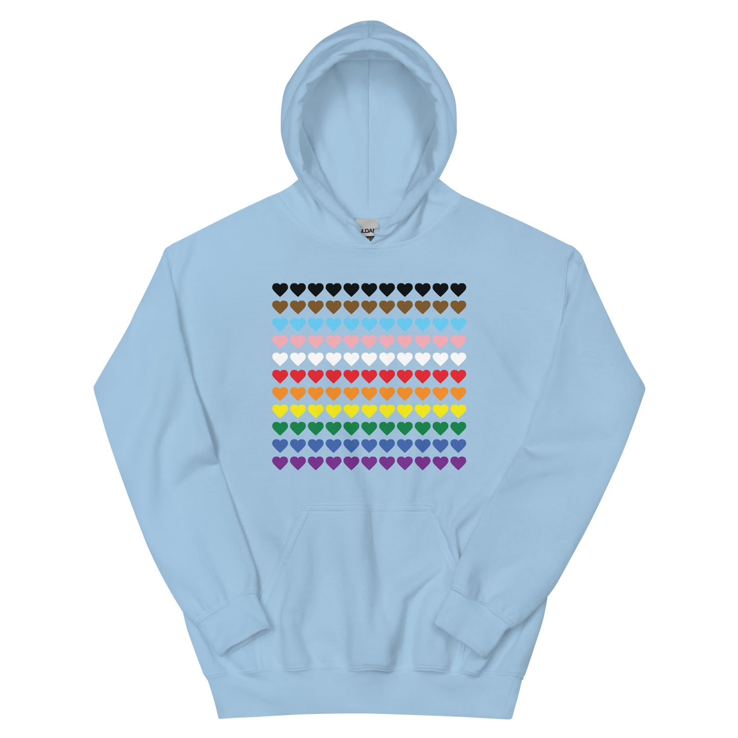 Gay Pride Rainbow Hearts Print Hoodie