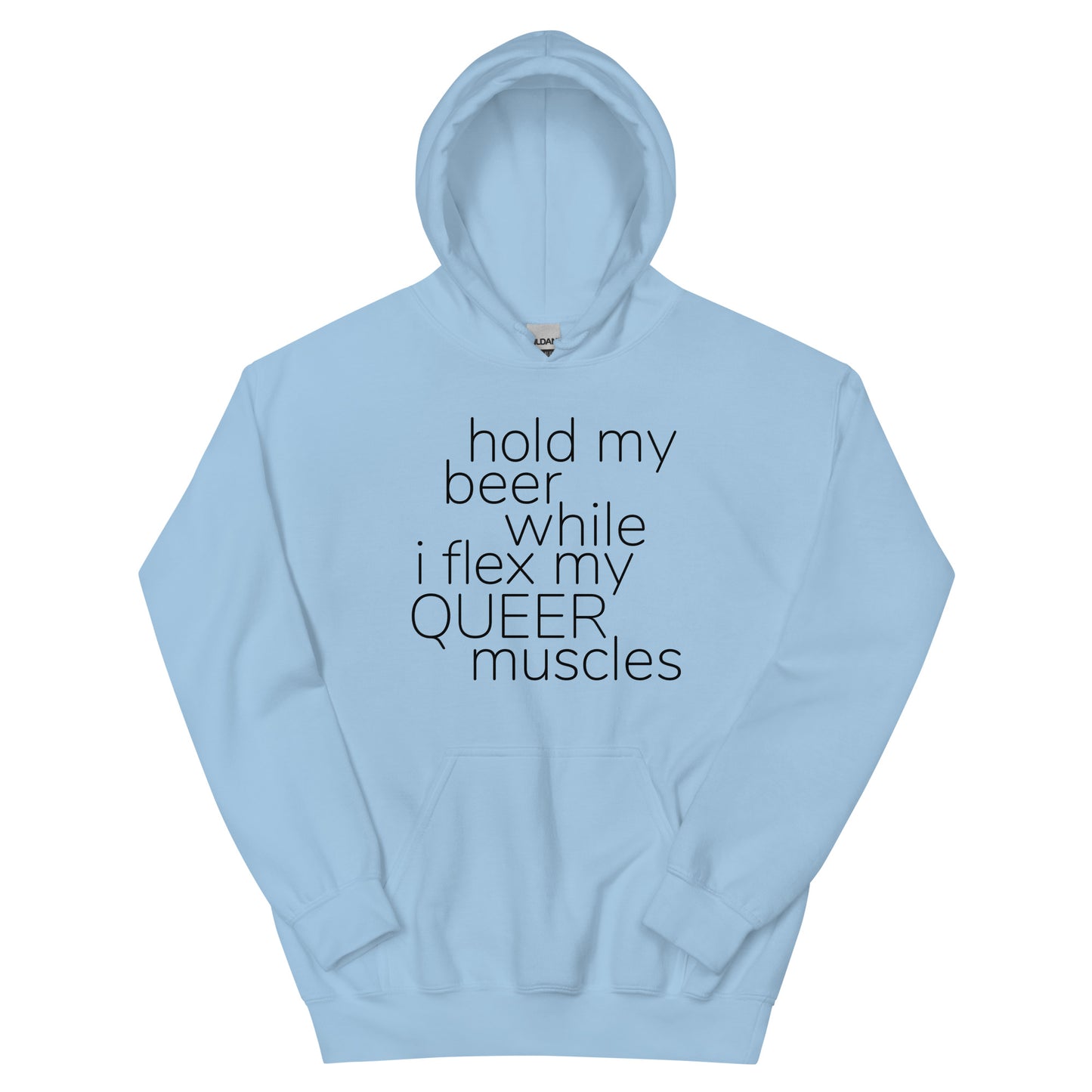 Hold My Beer While I Flex My Queer Muscles Graphic Hoodie | LGBTQIA+ Queer  Unisex Hoodie