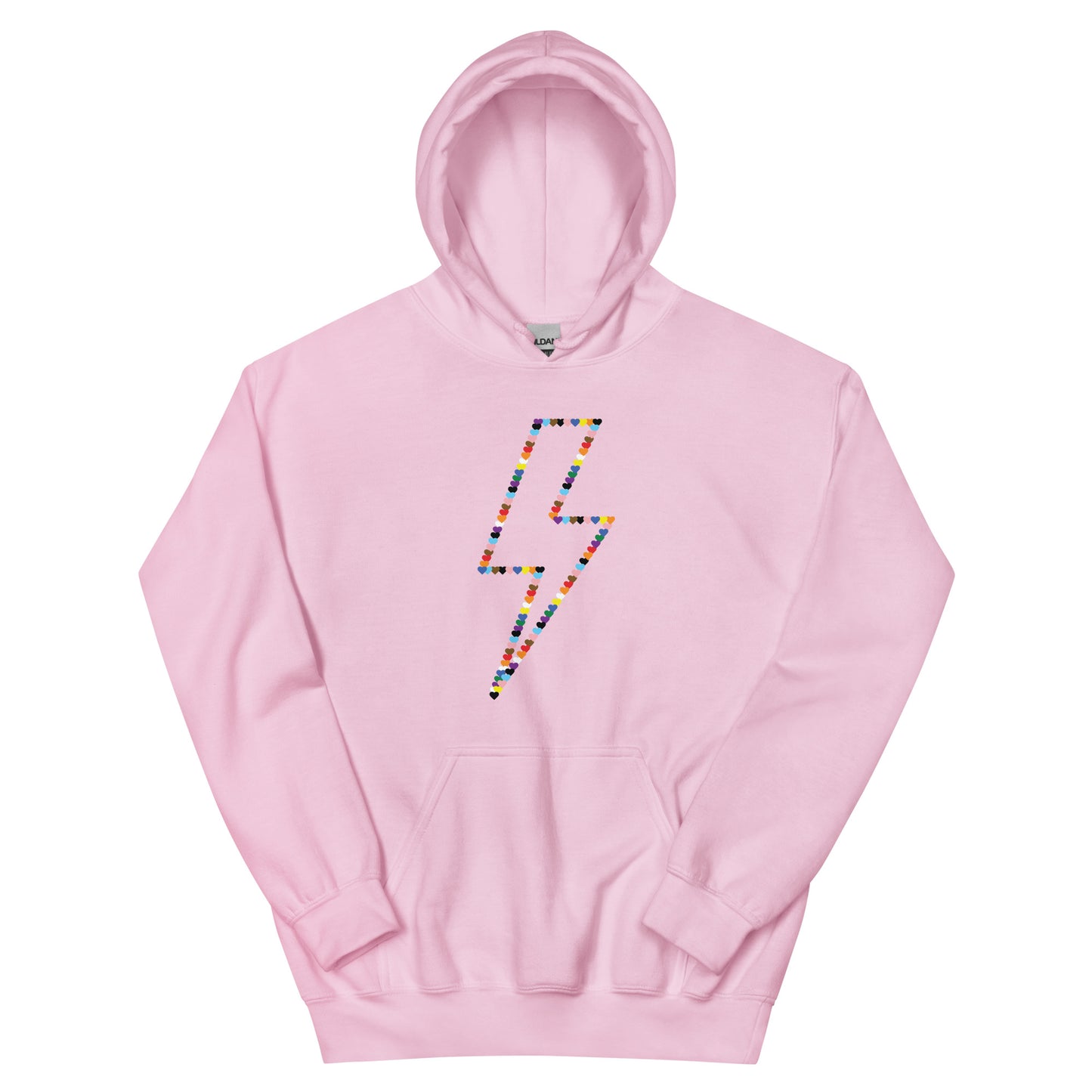 Lightning Bolt Rainbow Hearts Hoodie | LGBTQ+ Queer Unisex Hoodie