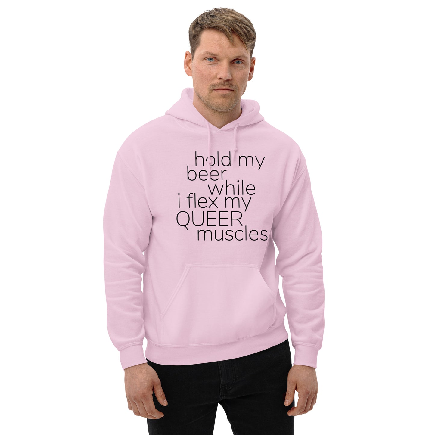 Hold My Beer While I Flex My Queer Muscles Graphic Hoodie | LGBTQIA+ Queer  Unisex Hoodie