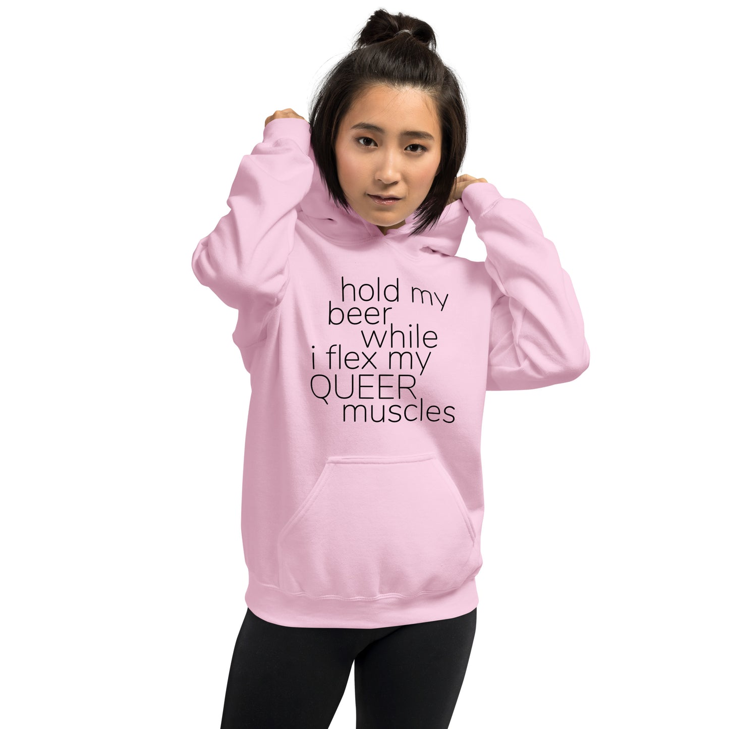 Hold My Beer While I Flex My Queer Muscles Graphic Hoodie | LGBTQIA+ Queer  Unisex Hoodie