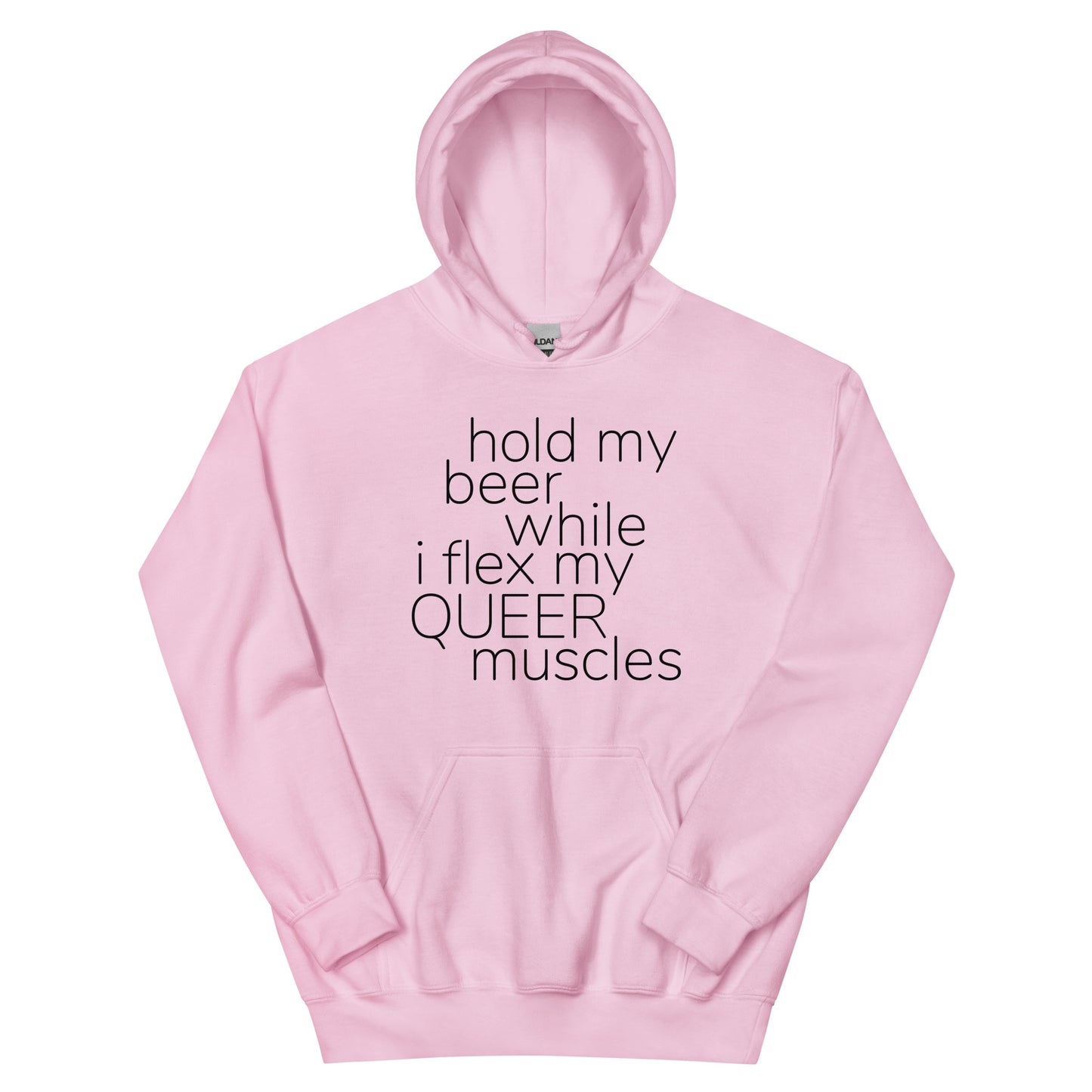 Hold My Beer While I Flex My Queer Muscles Graphic Hoodie | LGBTQIA+ Queer  Unisex Hoodie