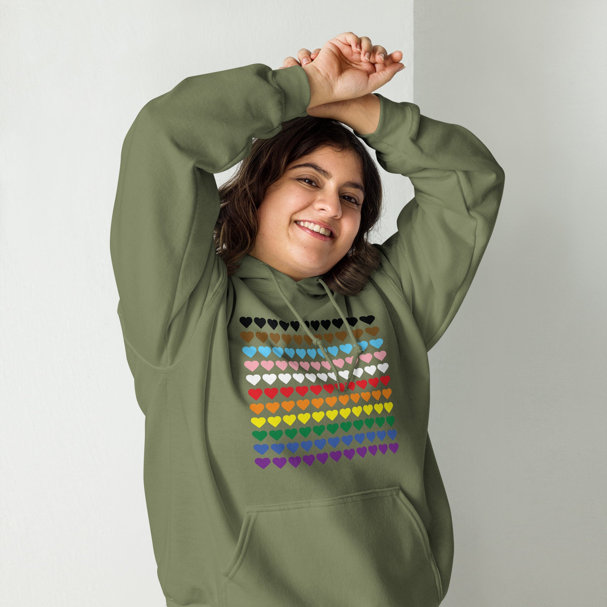 Gay Pride Rainbow Hearts Print Hoodie