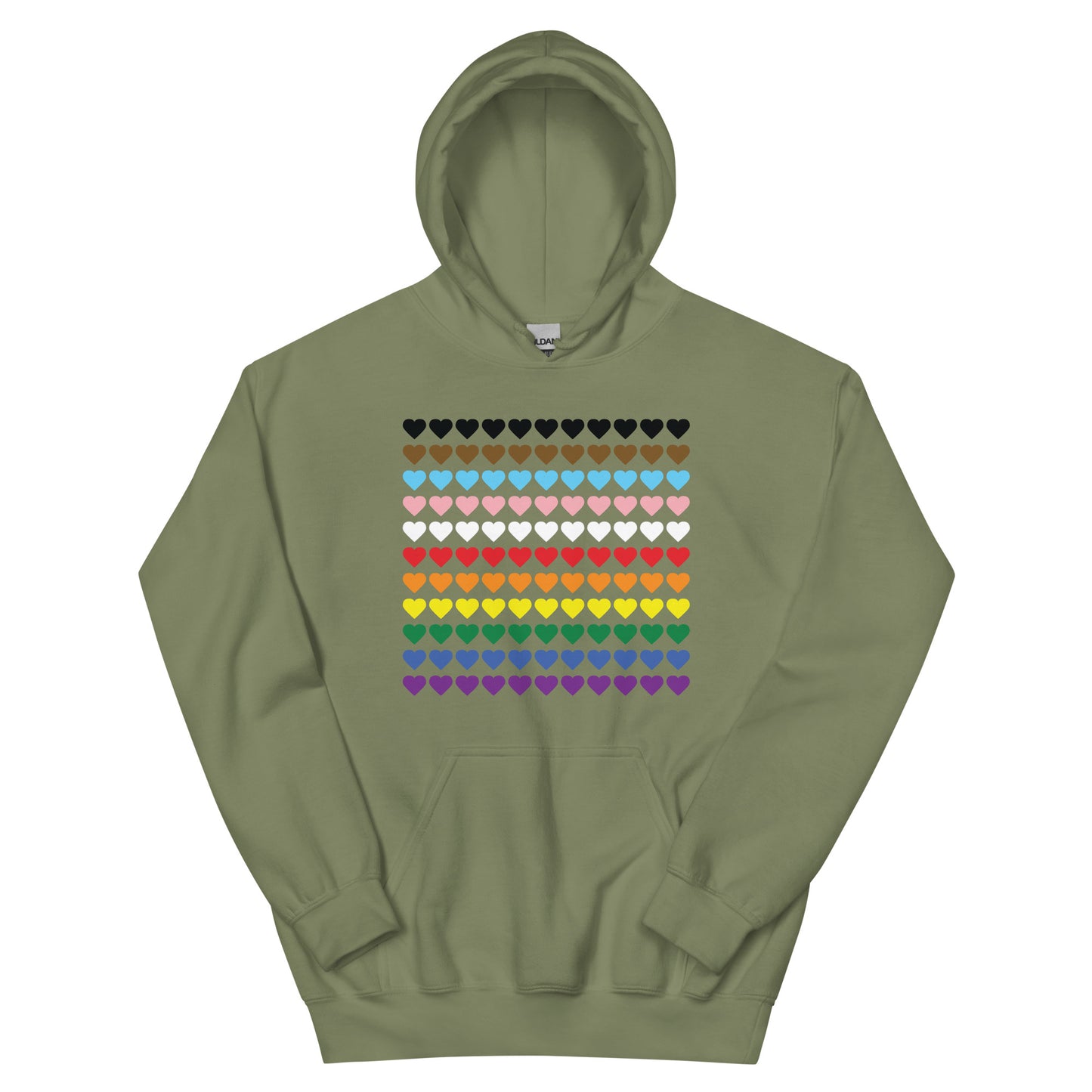 Gay Pride Rainbow Hearts Print Hoodie