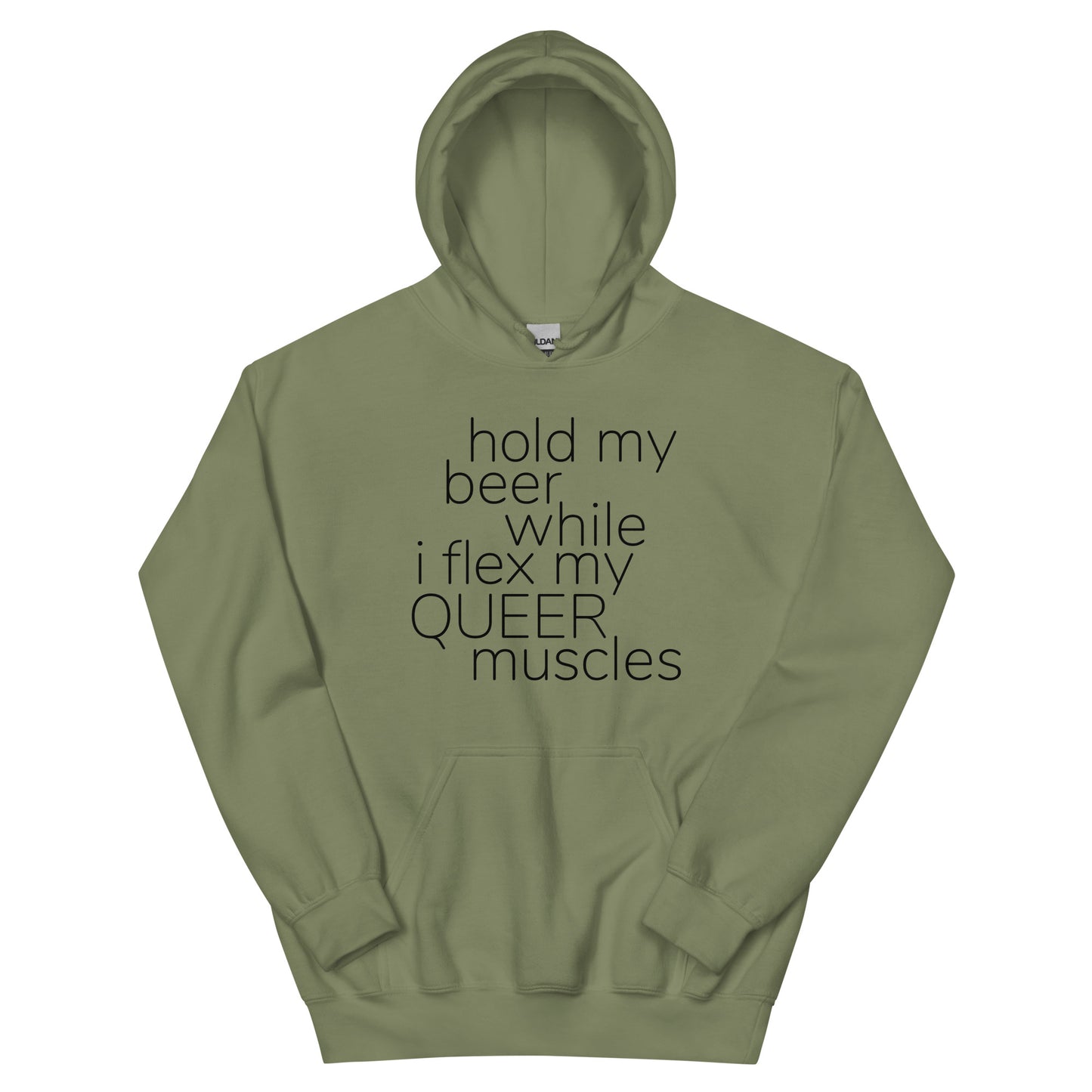 Hold My Beer While I Flex My Queer Muscles Graphic Hoodie | LGBTQIA+ Queer  Unisex Hoodie