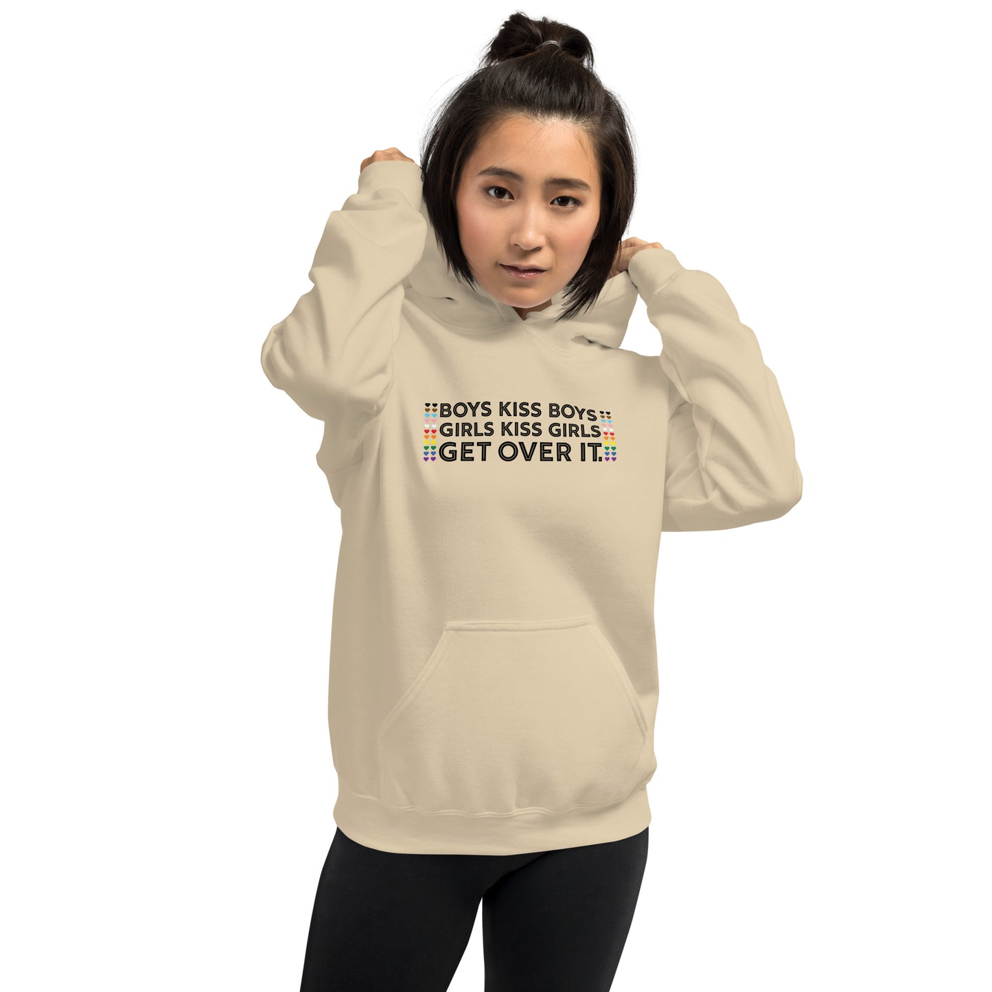 Boys Kiss Boys, Girls Kiss Girls, Get Over It Graphic Hoodie | LGBTQIA+ Queer Unisex Hoodie