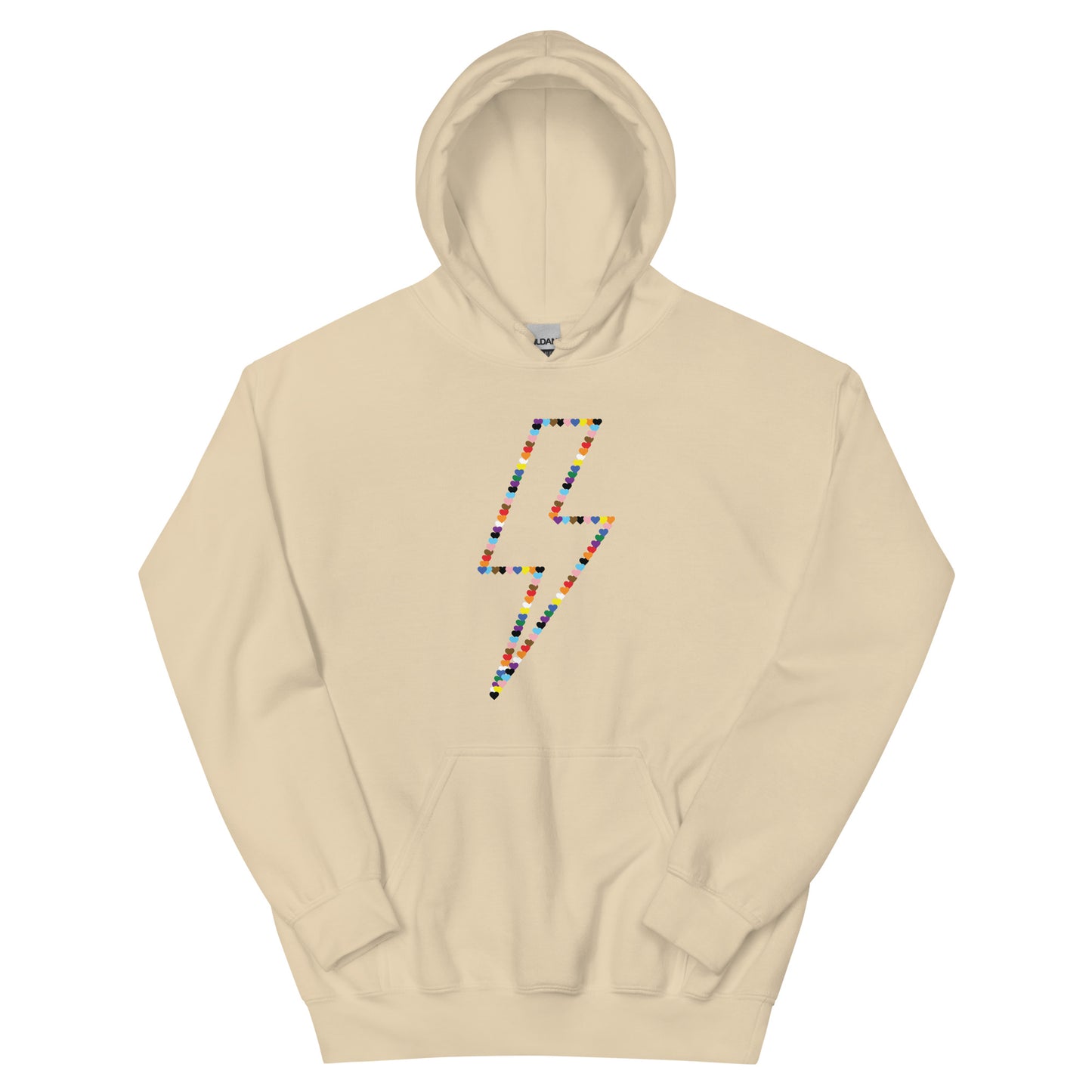 Lightning Bolt Rainbow Hearts Hoodie | LGBTQ+ Queer Unisex Hoodie