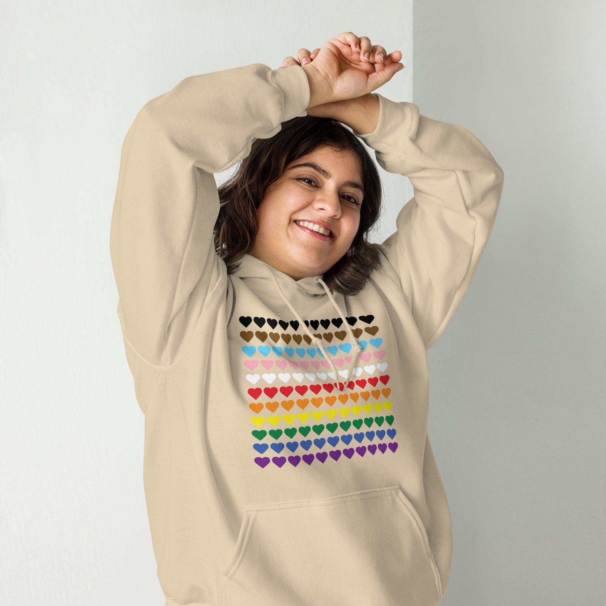 Gay Pride Rainbow Hearts Print Hoodie