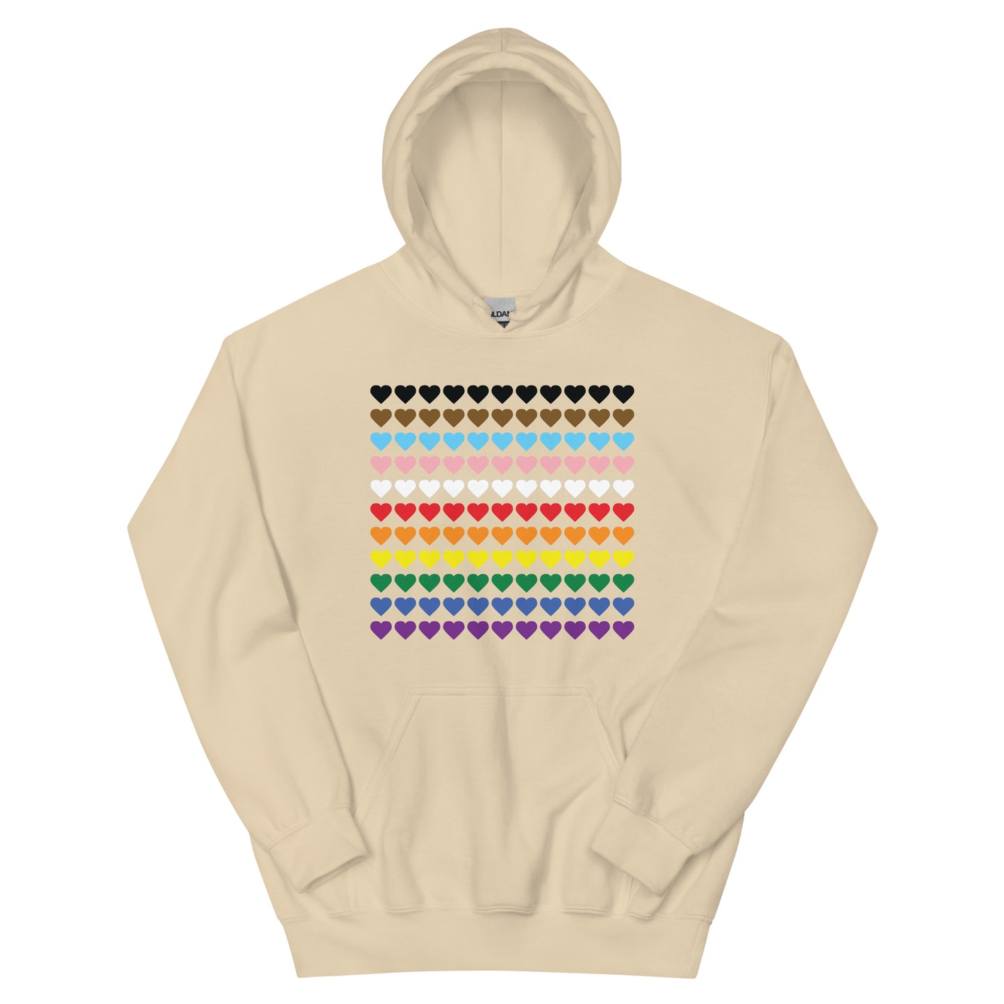 Gay Pride Rainbow Hearts Print Hoodie