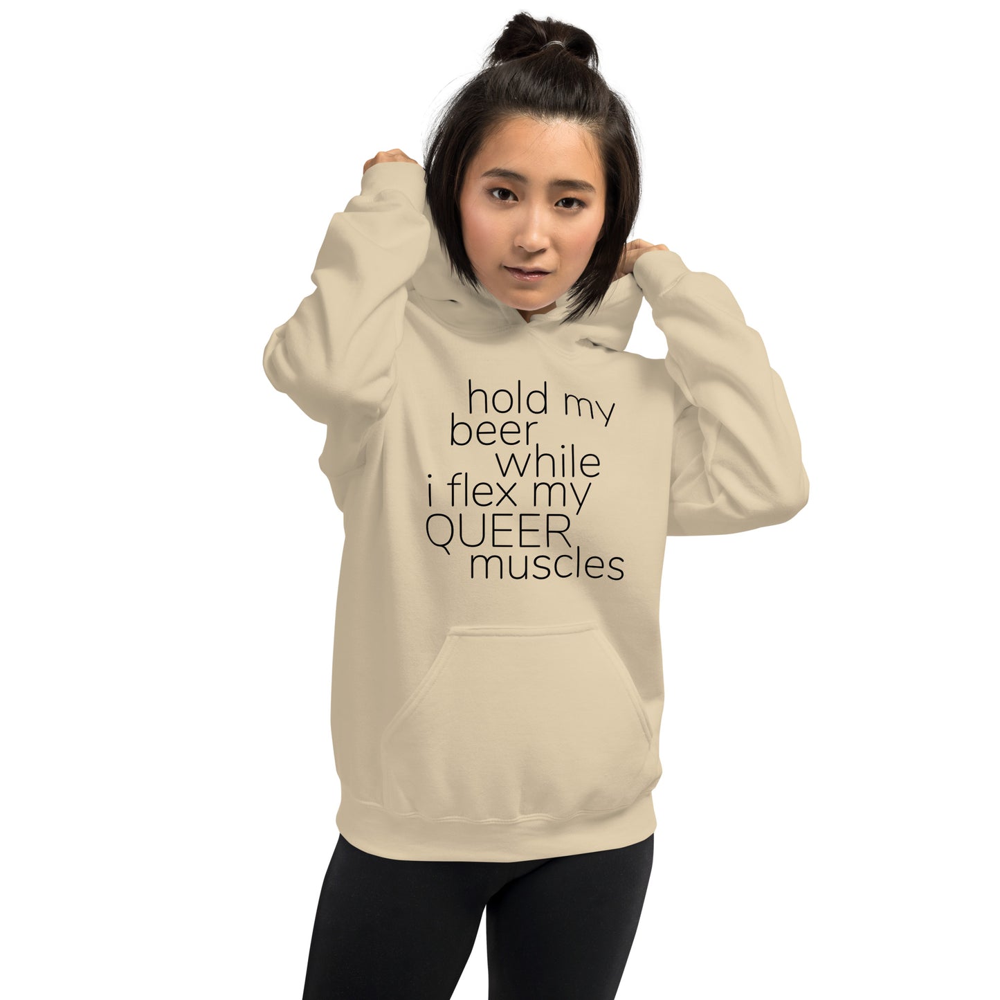 Hold My Beer While I Flex My Queer Muscles Graphic Hoodie | LGBTQIA+ Queer  Unisex Hoodie