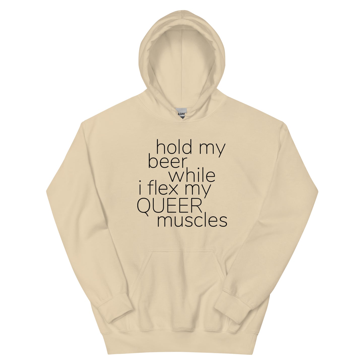 Hold My Beer While I Flex My Queer Muscles Graphic Hoodie | LGBTQIA+ Queer  Unisex Hoodie