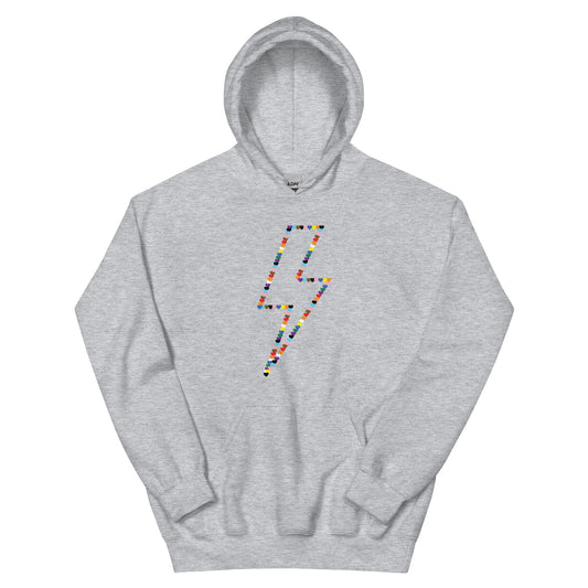 Lightning Bolt Rainbow Hearts Hoodie | LGBTQ+ Queer Unisex Hoodie