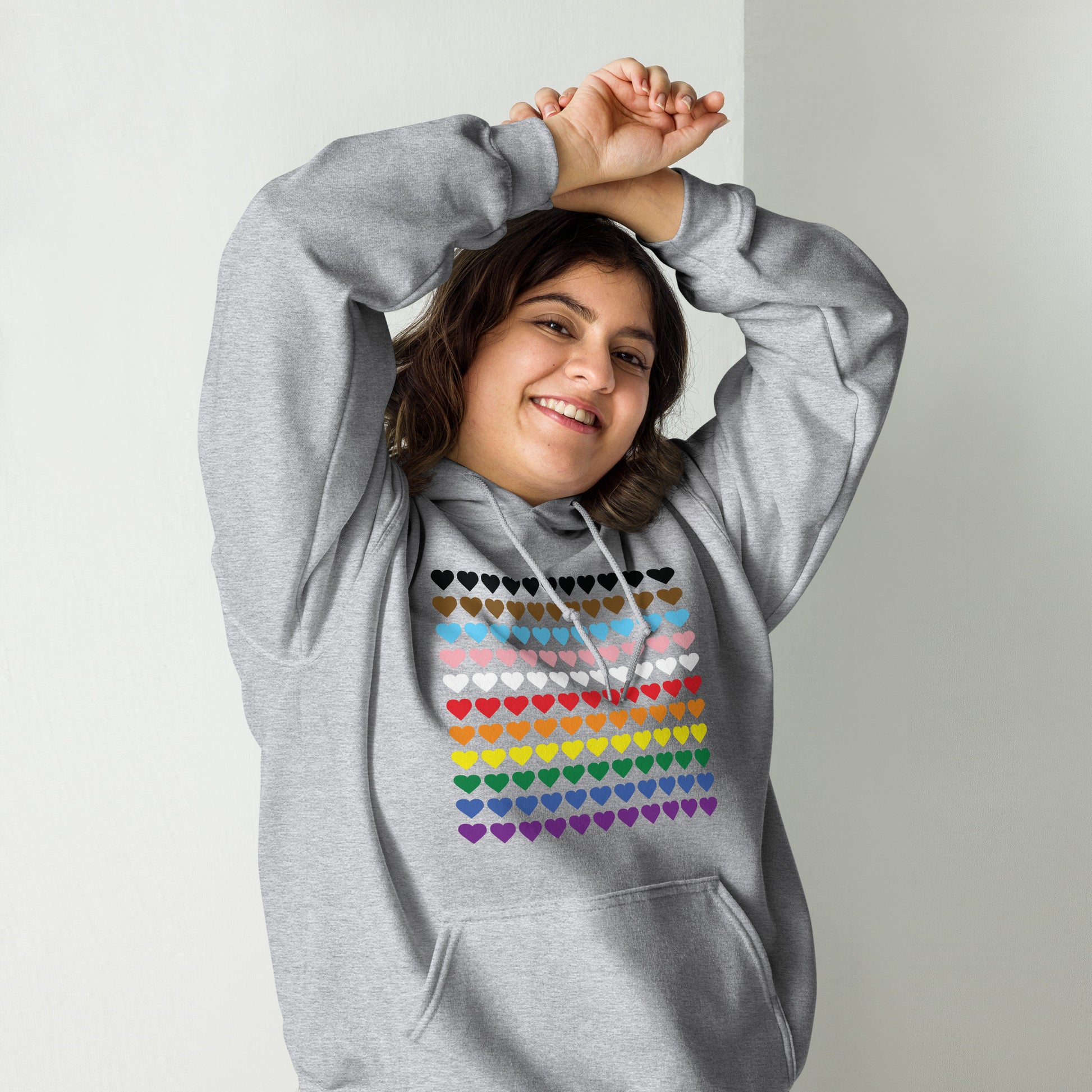 Gay Pride Rainbow Hearts Print Hoodie