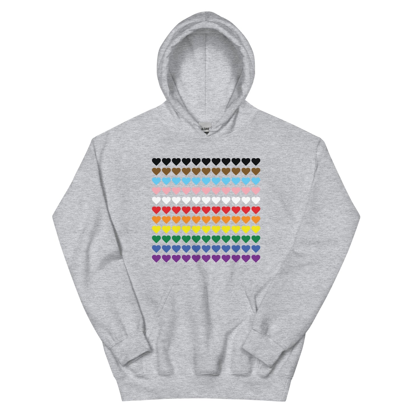 Gay Pride Rainbow Hearts Print Hoodie