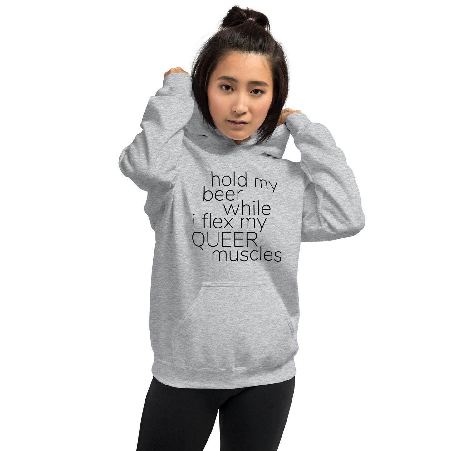 Hold My Beer While I Flex My Queer Muscles Graphic Hoodie | LGBTQIA+ Queer  Unisex Hoodie