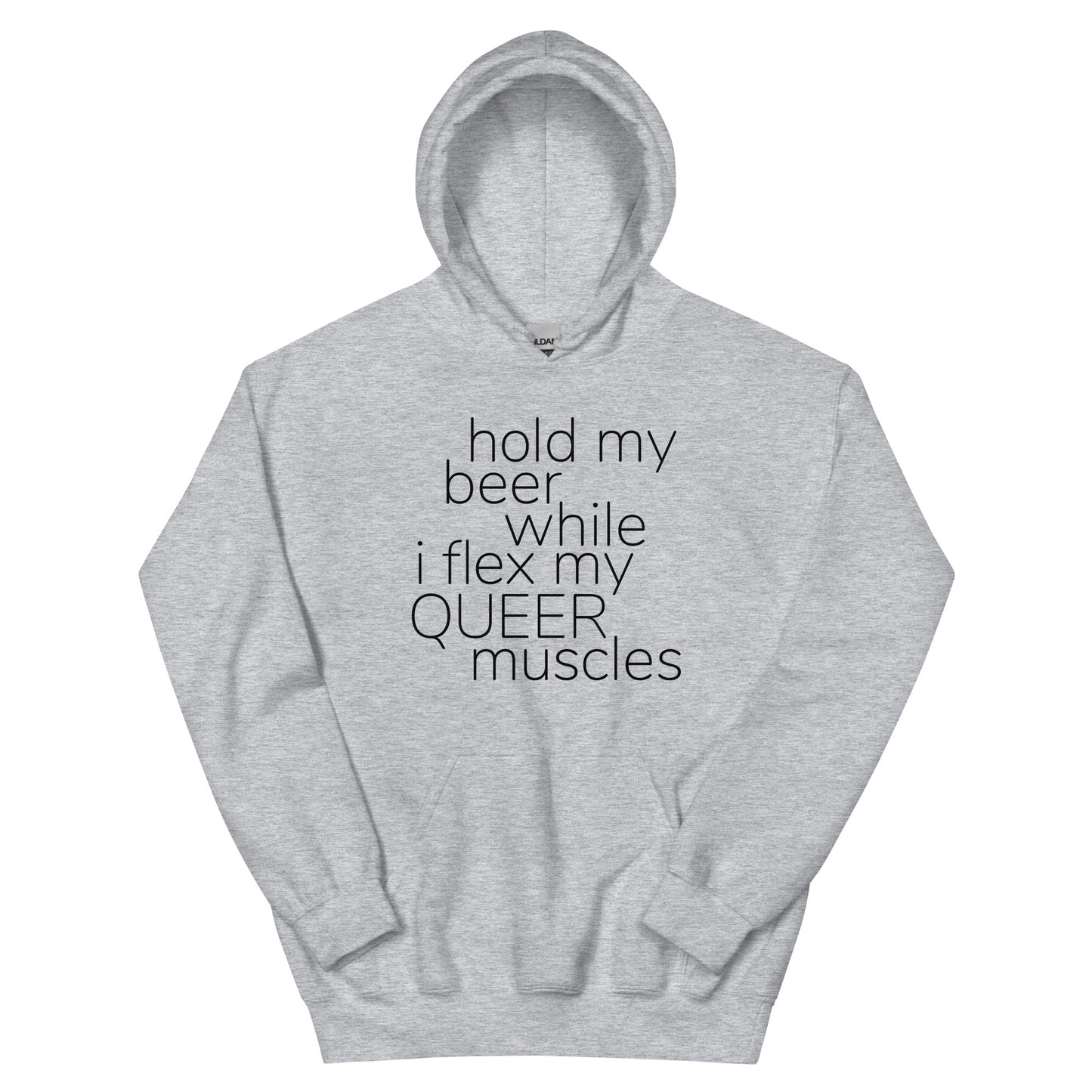 Hold My Beer While I Flex My Queer Muscles Graphic Hoodie | LGBTQIA+ Queer  Unisex Hoodie