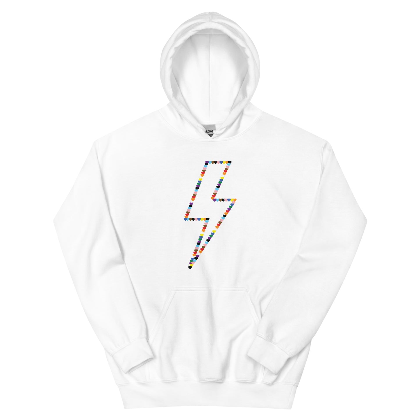 Lightning Bolt Rainbow Hearts Hoodie | LGBTQ+ Queer Unisex Hoodie