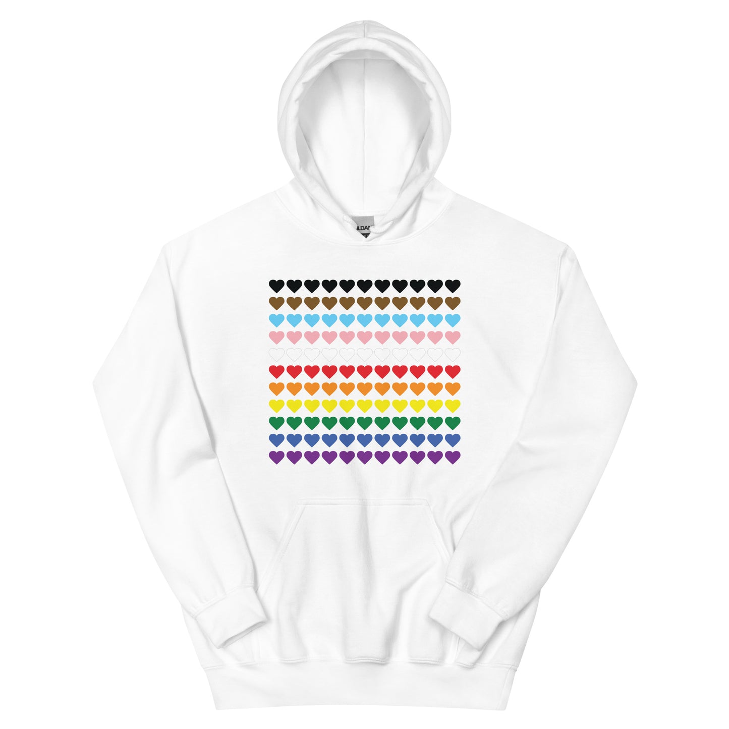 Gay Pride Rainbow Hearts Print Hoodie