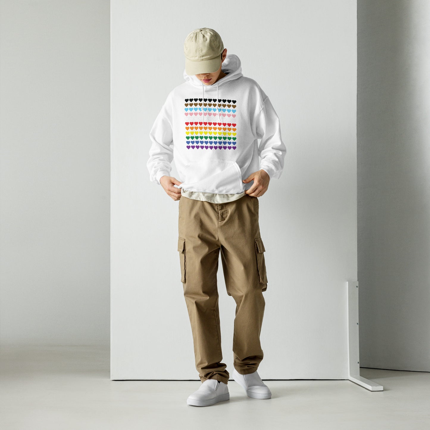 Gay Pride Rainbow Hearts Print Hoodie