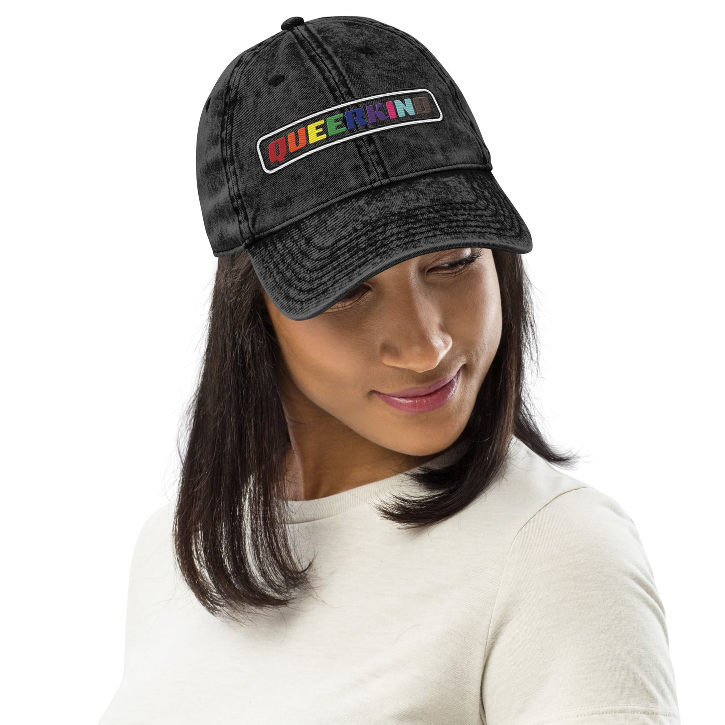 queer dad hat for women and men, gay pride hats cotton twill dad hat, lesbian pride hats, gay pride hats, gay twill hat with queer logo