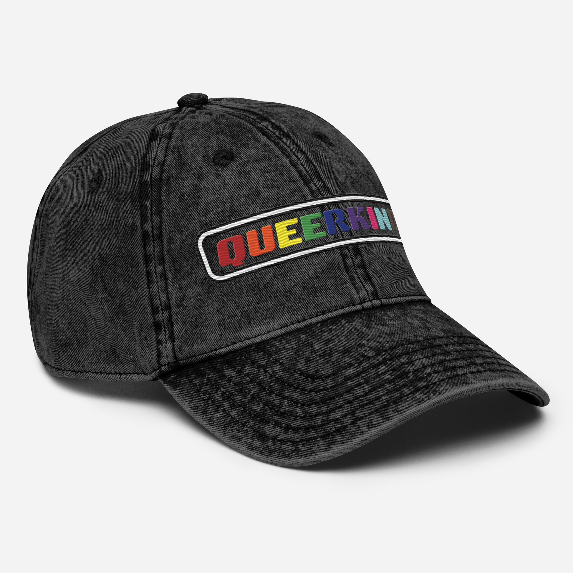 queer dad hat for women and men, gay pride hats cotton twill dad hat, lesbian pride hats, gay pride hats, gay twill hat with queer logo