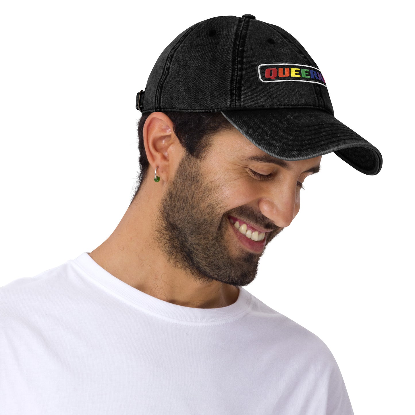 queer dad hat for women and men, gay pride hats cotton twill dad hat, lesbian pride hats, gay pride hats, gay twill hat with queer logo