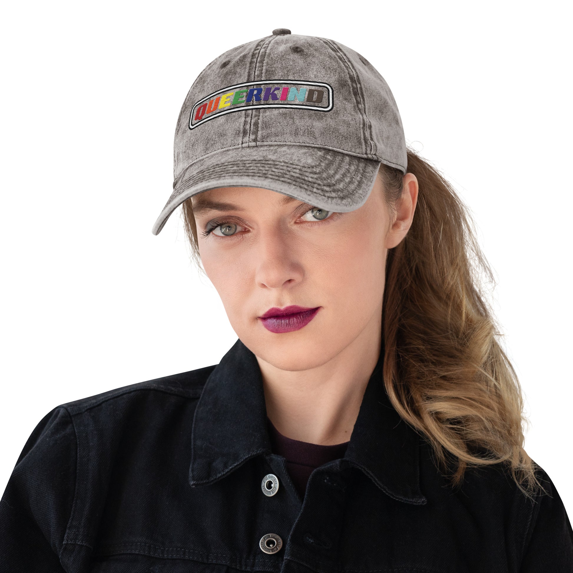 queer dad hat for women and men, gay pride hats cotton twill dad hat, lesbian pride hats, gay pride hats, gay twill hat with queer logo