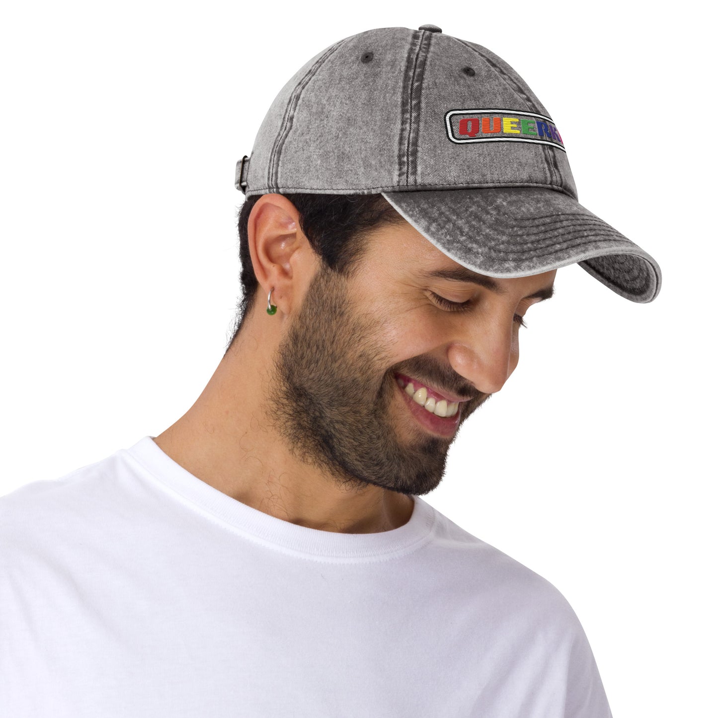 queer dad hat for women and men, gay pride hats cotton twill dad hat, lesbian pride hats, gay pride hats, gay twill hat with queer logo