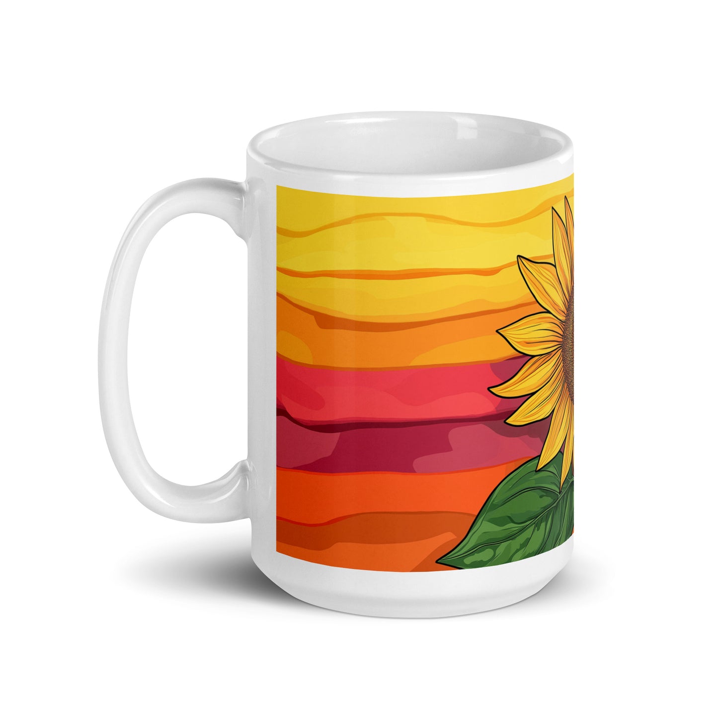 Sunflower Gay Pride Flag Artwork LGBTQIA+ | White Glossy Mug