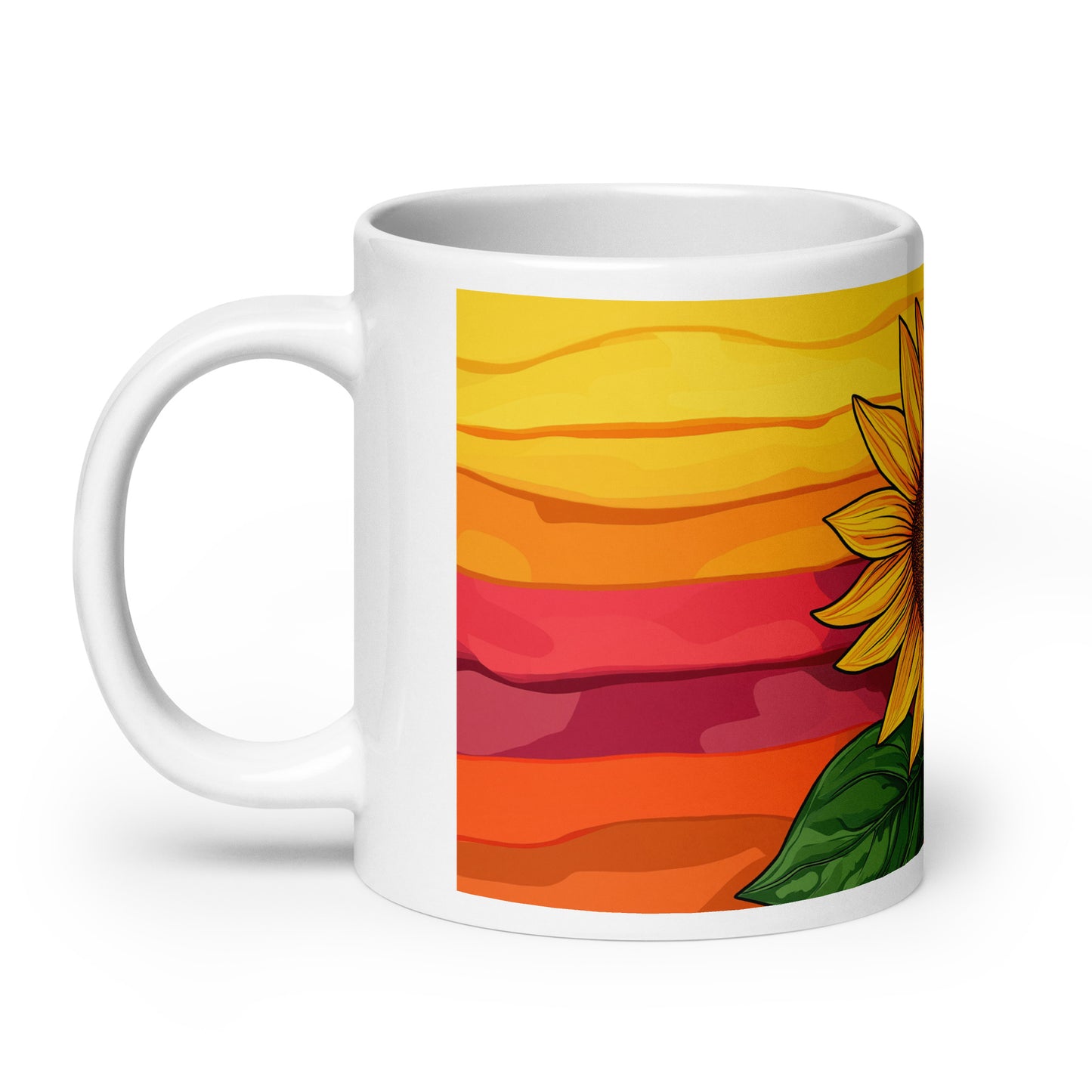 Sunflower Gay Pride Flag Artwork LGBTQIA+ | White Glossy Mug